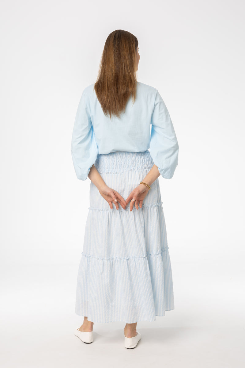 Light Blue Striped Maxi Skirt – BLANK