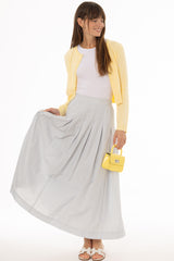Light Blue Striped Pleated Maxi Skirt