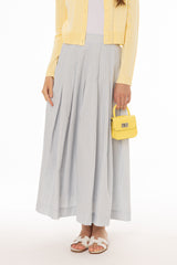 Light Blue Striped Pleated Maxi Skirt