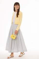 Light Blue Striped Pleated Maxi Skirt