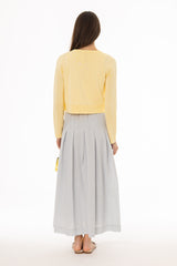 Light Blue Striped Pleated Maxi Skirt