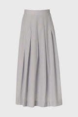 Light Blue Striped Pleated Maxi Skirt