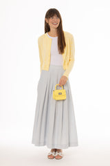 Light Blue Striped Pleated Maxi Skirt