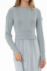 Light Blue Sweater Combo Maxi Dress