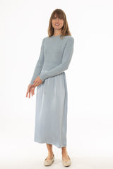 Light Blue Sweater Combo Maxi Dress