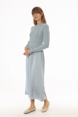 Light Blue Sweater Combo Maxi Dress