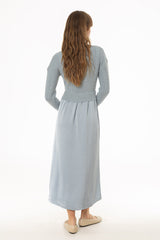 Light Blue Sweater Combo Maxi Dress