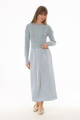 Light Blue Sweater Combo Maxi Dress