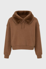 Light Brown Faux Fur Collar Sweatshirt