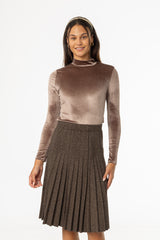 Light Brown Velvet Mock Neck Top