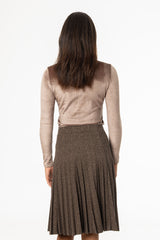 Light Brown Velvet Mock Neck Top
