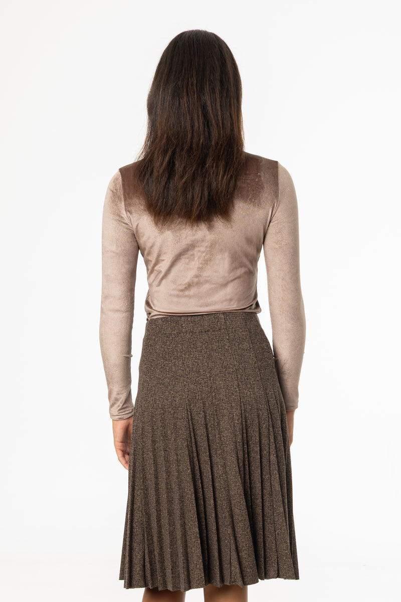 Light Brown Velvet Mock Neck Top