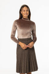 Light Brown Velvet Mock Neck Top