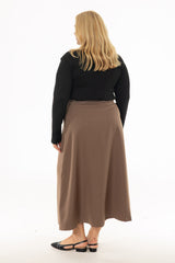 Light Brown Zipper Maxi Skirt