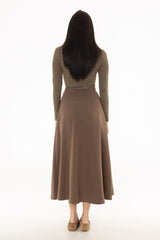 Light Brown Zipper Maxi Skirt