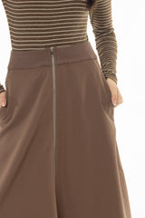 Light Brown Zipper Maxi Skirt