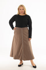 Light Brown Zipper Maxi Skirt