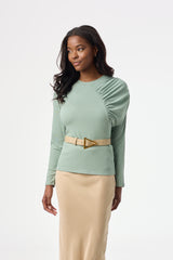 Seafoam Side Ruched Top