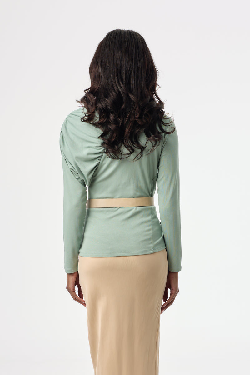 Seafoam Side Ruched Top