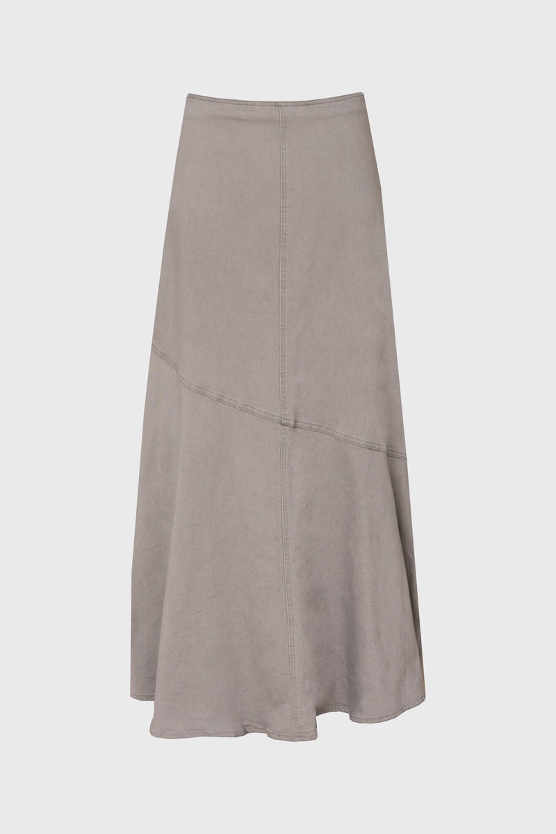 Light Grey Asymmetrical Hem Denim Skirt