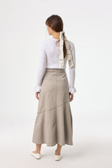 Light Grey Asymmetrical Hem Denim Skirt