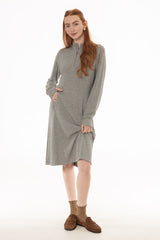 Light Grey Quarter Zip Sweatshirt Dress