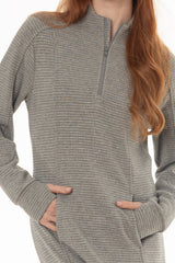 Light Grey Quarter Zip Sweatshirt Dress