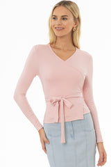 Light Pink Solid Wrap T-Shirt
