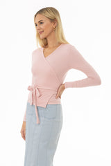 Light Pink Solid Wrap T-Shirt