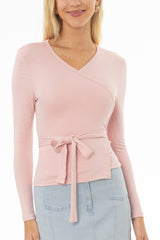 Light Pink Solid Wrap T-Shirt
