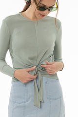 Light Sage Ribbed Tie T-Shirt