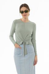 Light Sage Ribbed Tie T-Shirt