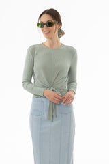 Light Sage Ribbed Tie T-Shirt