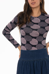 Lilac Floral Printed Round Neck T-Shirt