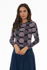 Lilac Floral Printed Round Neck T-Shirt