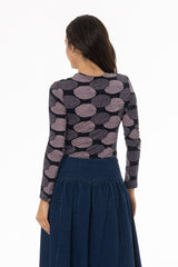 Lilac Floral Printed Round Neck T-Shirt