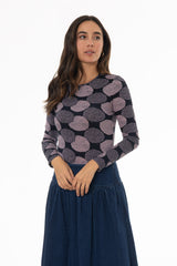 Lilac Floral Printed Round Neck T-Shirt
