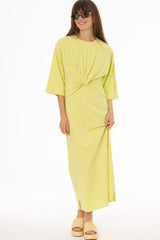 Lime Front Tie Knot Maxi Dress
