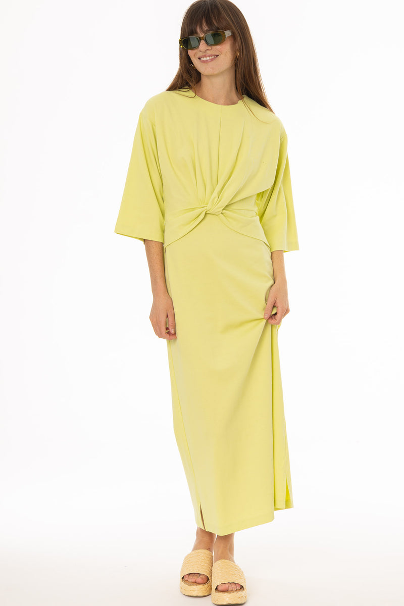 fitted lace wedding dress Lime Front Tie Knot Maxi Dress – BLANK