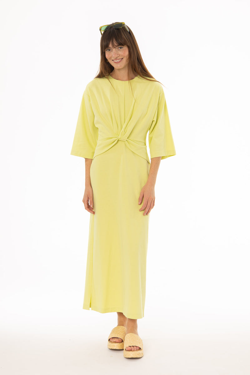 Lime Front Tie Knot Maxi Dress – BLANK