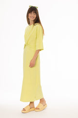 Lime Front Tie Knot Maxi Dress