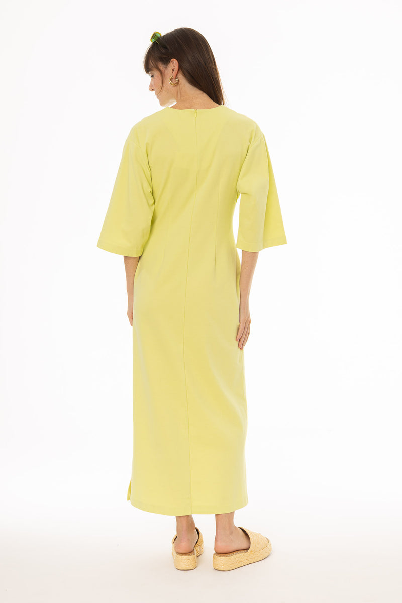 knee length dresses for ladies Red Tie Waist Maxi Dress in Organic Viscose