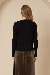 Black Knit V-Neck Cardi