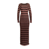 Maroon Fringe Stripe Dress