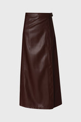 Burgundy Wrap Vegan Leather Maxi Skirt