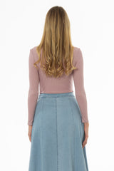 Mauve Long Sleeve Ribbed T-Shirt