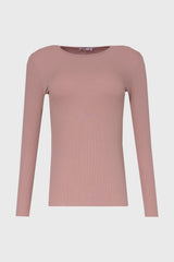 Mauve Long Sleeve Ribbed T-Shirt