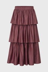 Mauve Tiered Silk Feel Maxi Skirt