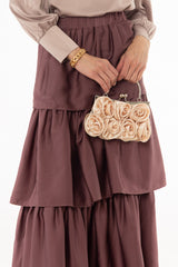 Mauve Tiered Silk Feel Maxi Skirt