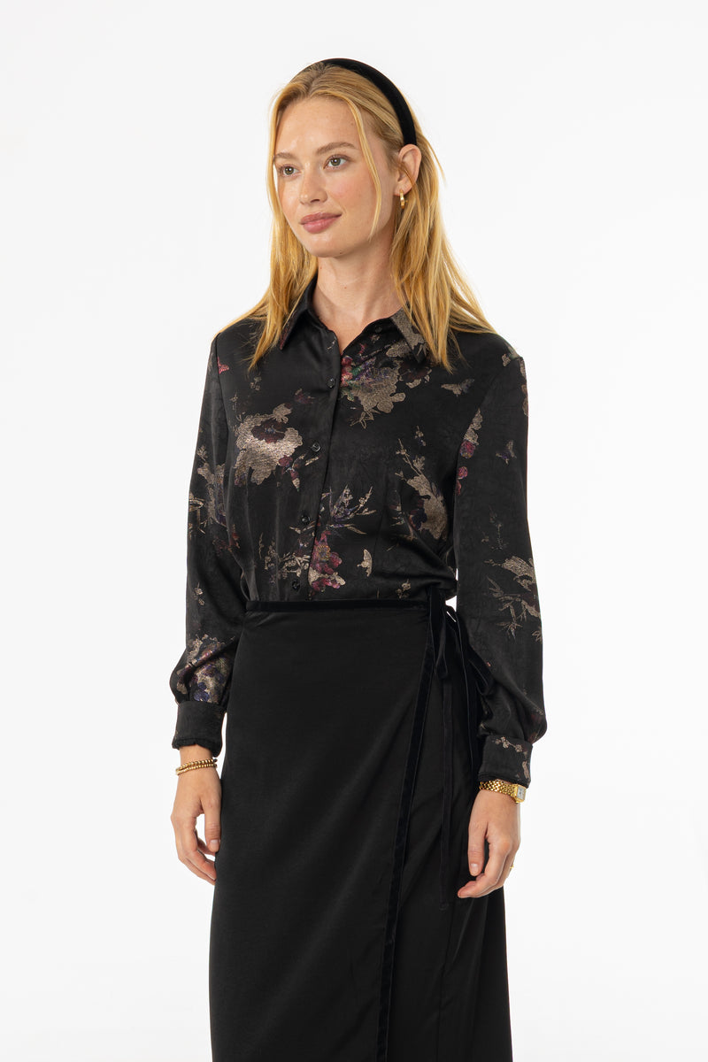 Metallic Floral Printed Blouse